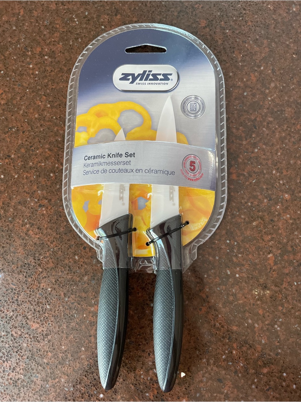 Zyliss Ceramic Knife Set - White Blades with Black Handles Brand New NWT